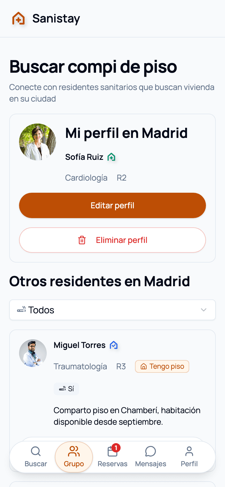 Listado de residentes buscando compañero de piso en Madrid