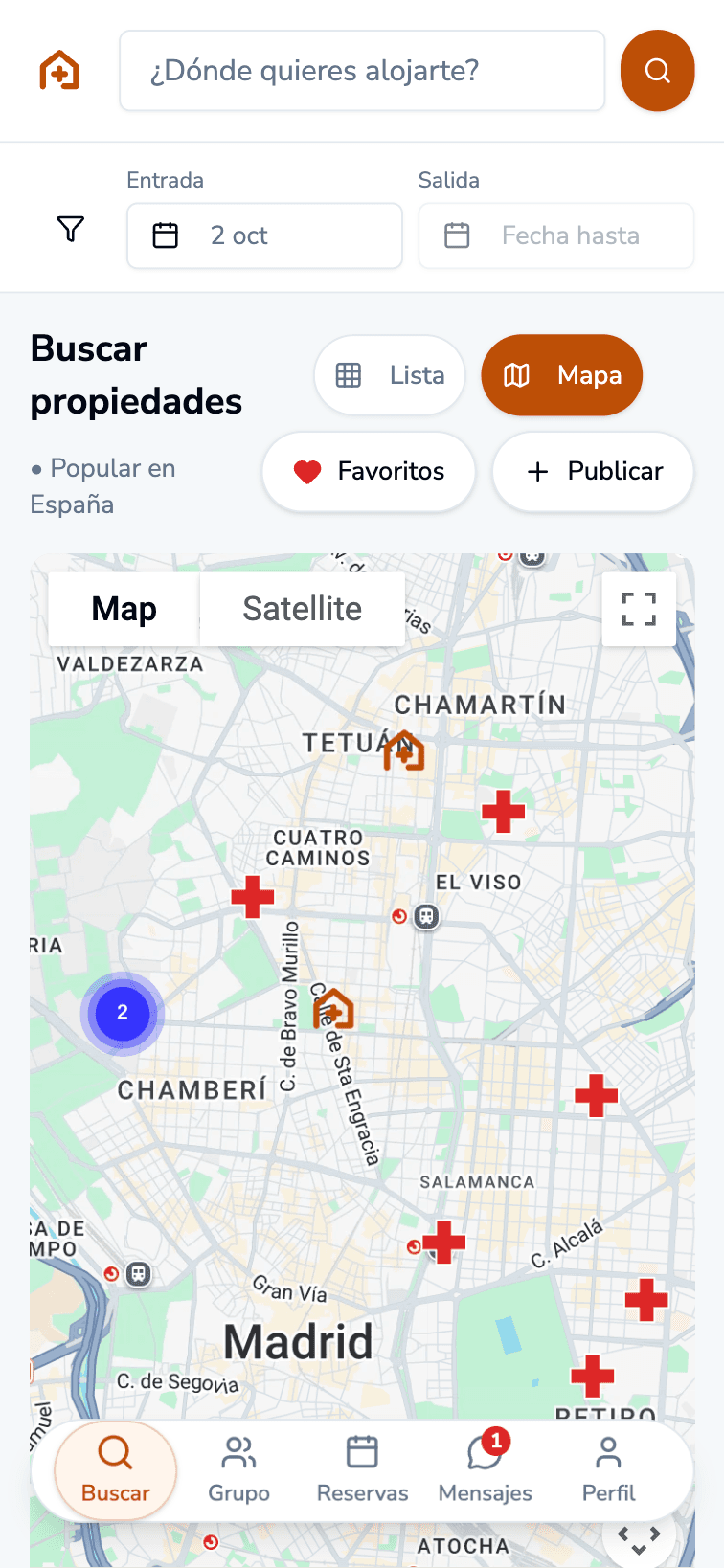Résultats de recherche affichant des logements près des hôpitaux à Madrid
